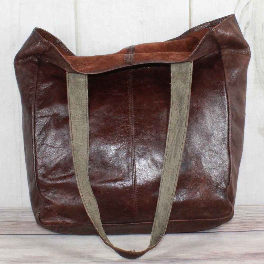 Ellington Brown Leather Double Handle Shoulder Tote Handbag Purse - Picture 4 of 12